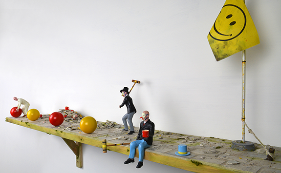 Miniature models on a shelf from Peter Hanmer